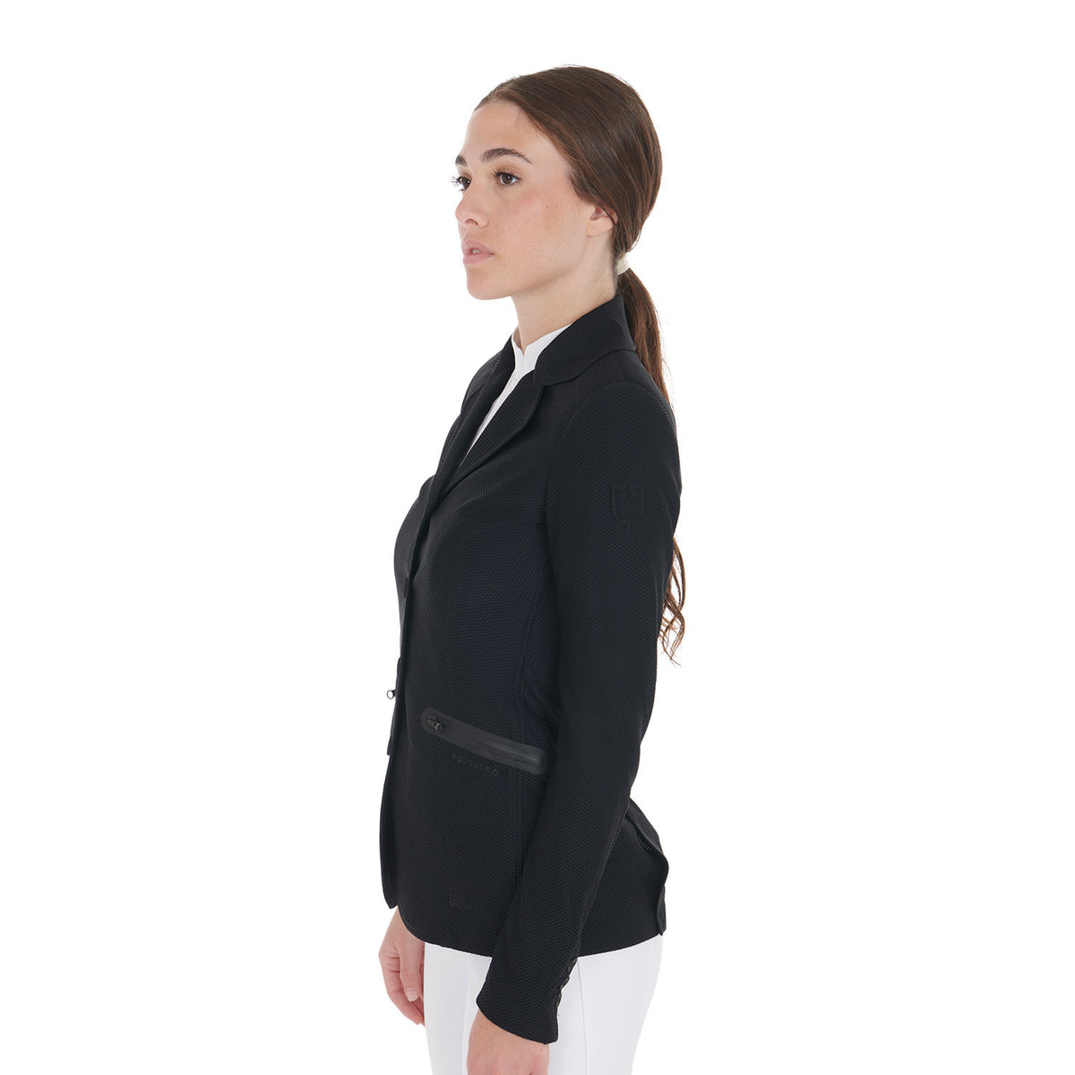 Equestro Women's competition jacket four buttons perforated fabric