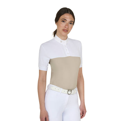 Equestro Women's slim fit polo shirt in technical fabric and mesh