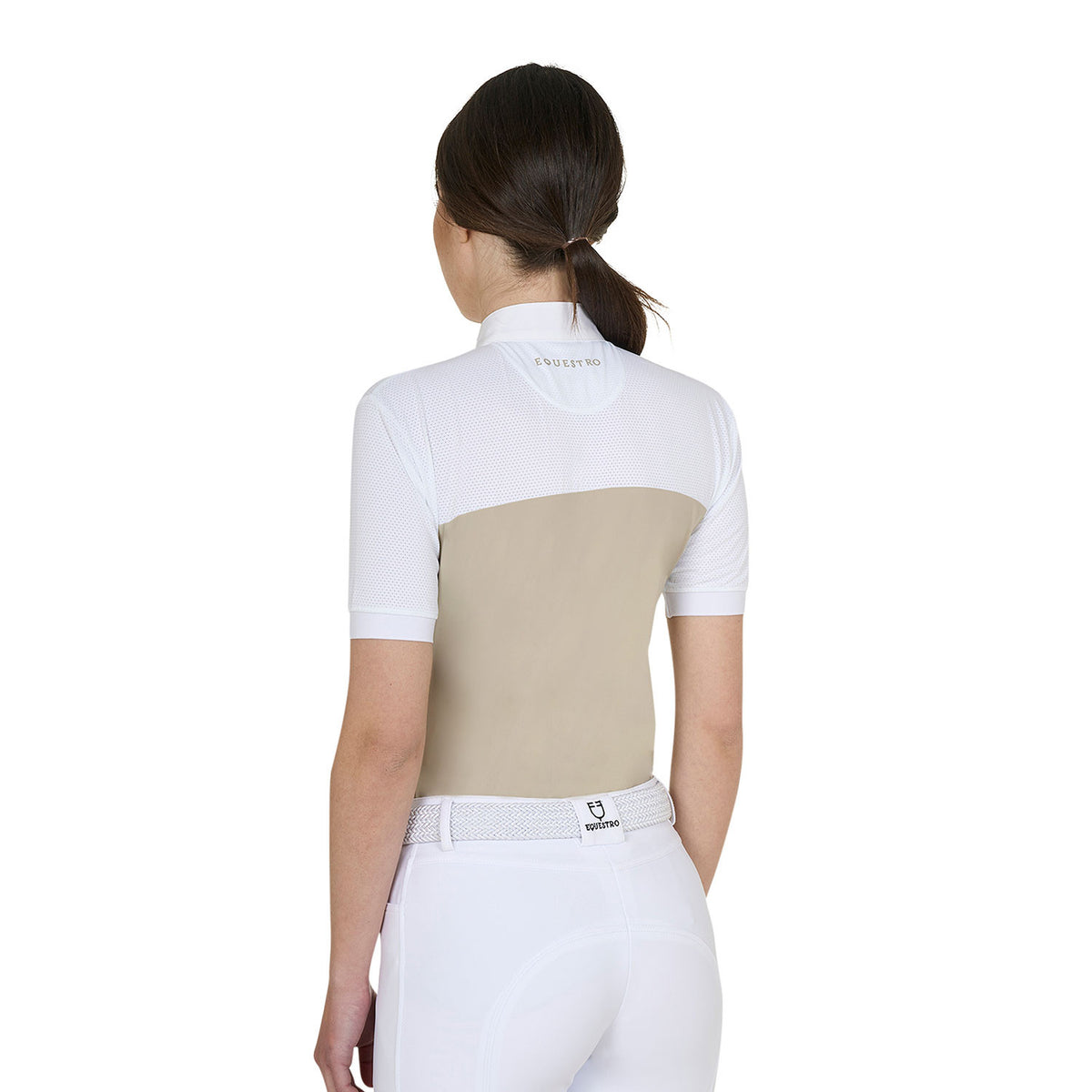 Equestro Women's slim fit polo shirt in technical fabric and mesh