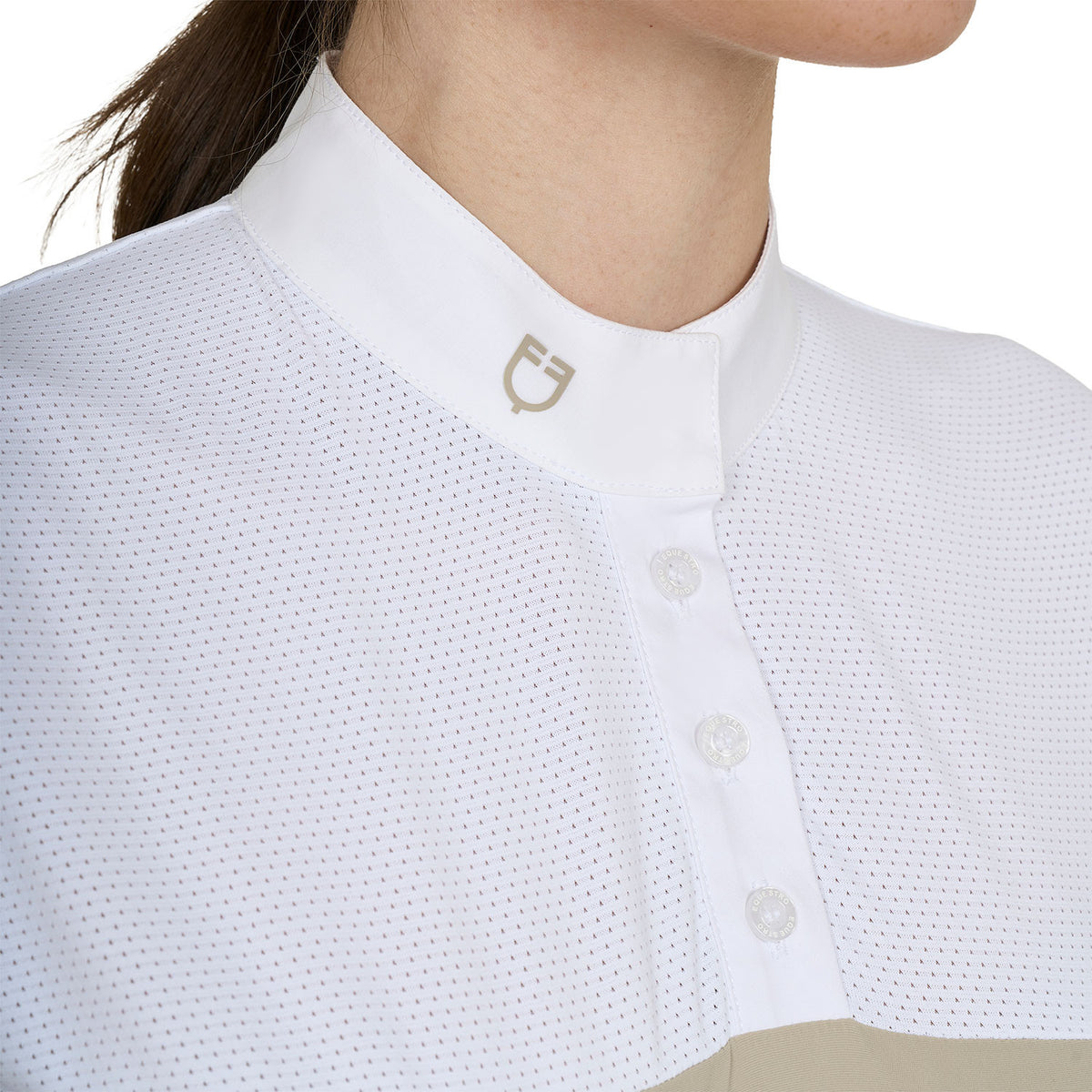Equestro Women's slim fit polo shirt in technical fabric and mesh