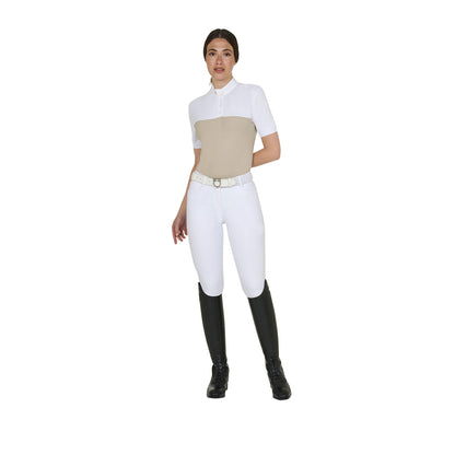 Equestro Women's slim fit polo shirt in technical fabric and mesh