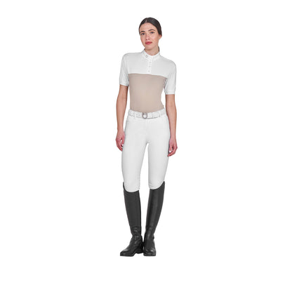 Equestro Women's slim fit polo shirt in technical fabric and mesh