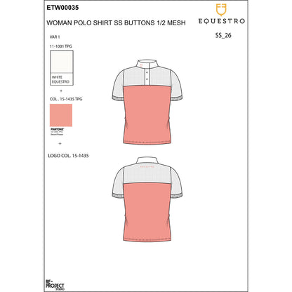 Equestro Women's slim fit polo shirt in technical fabric and mesh