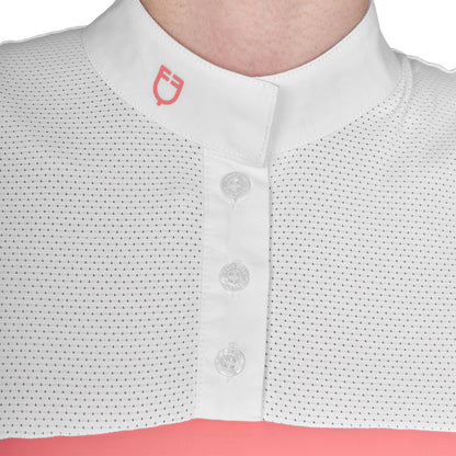 Equestro Women's slim fit polo shirt in technical fabric and mesh