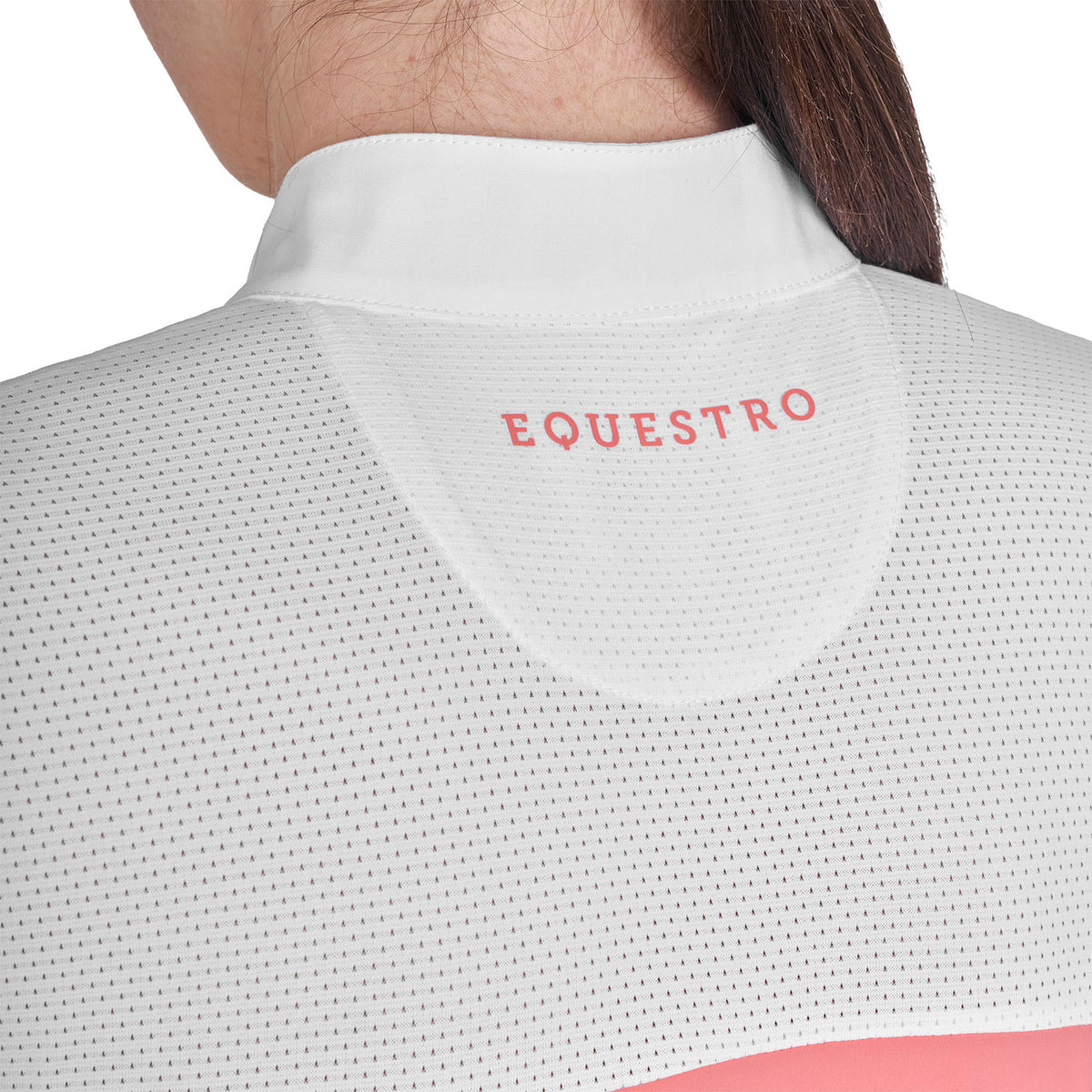 Equestro Women's slim fit polo shirt in technical fabric and mesh