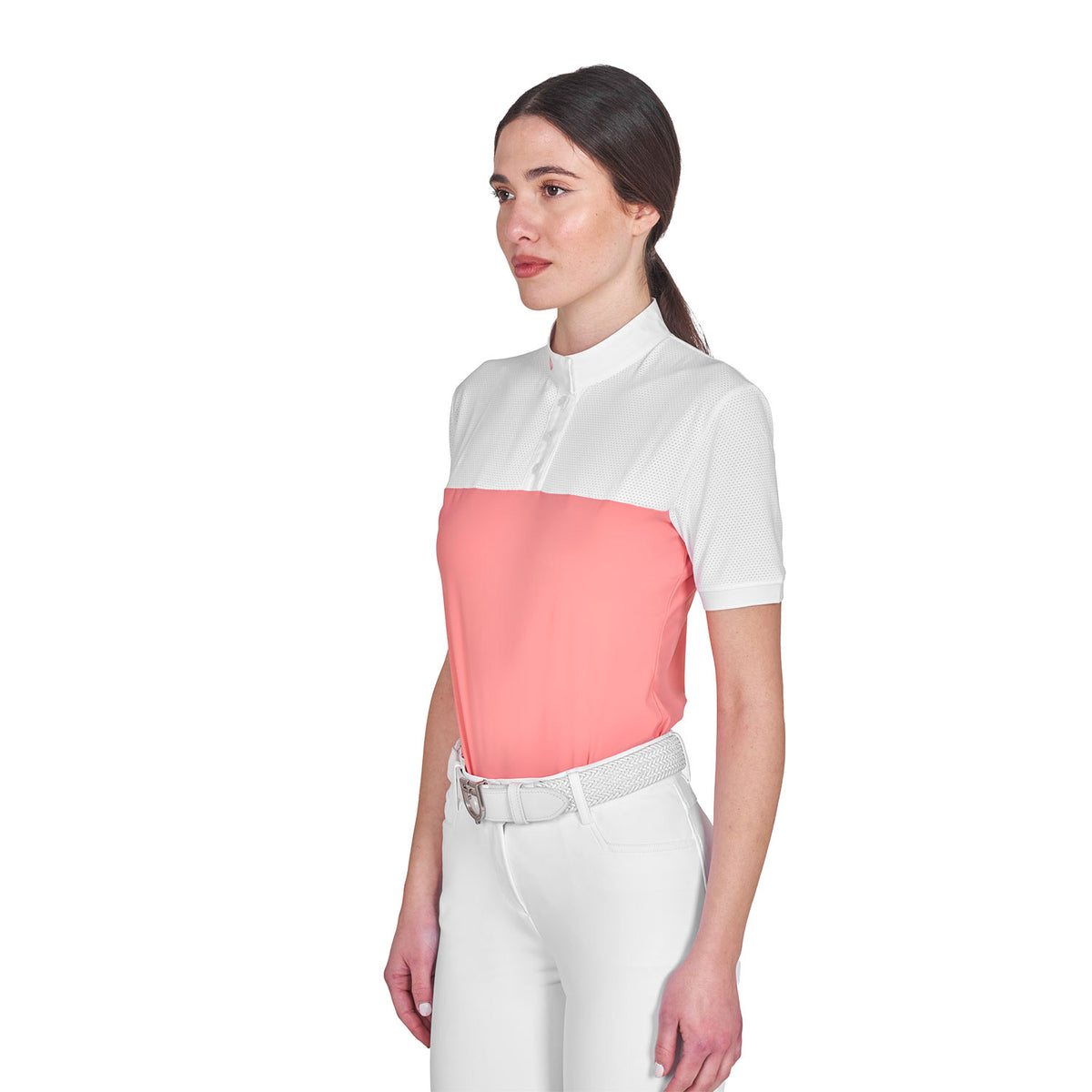 Equestro Women's slim fit polo shirt in technical fabric and mesh