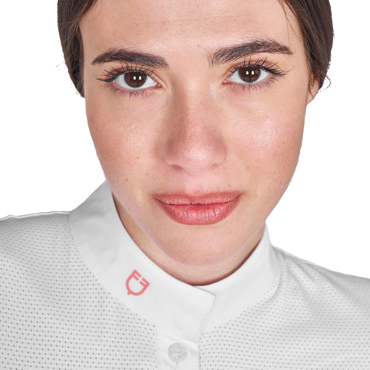 Equestro Women's slim fit polo shirt in technical fabric and mesh