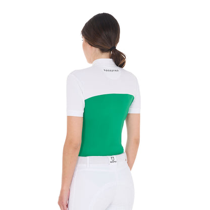 Equestro Women's slim fit polo shirt in technical fabric and mesh