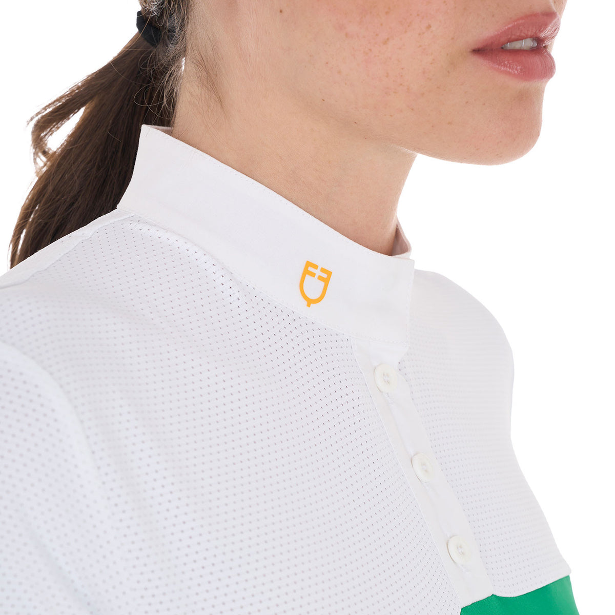 Equestro Women's slim fit polo shirt in technical fabric and mesh