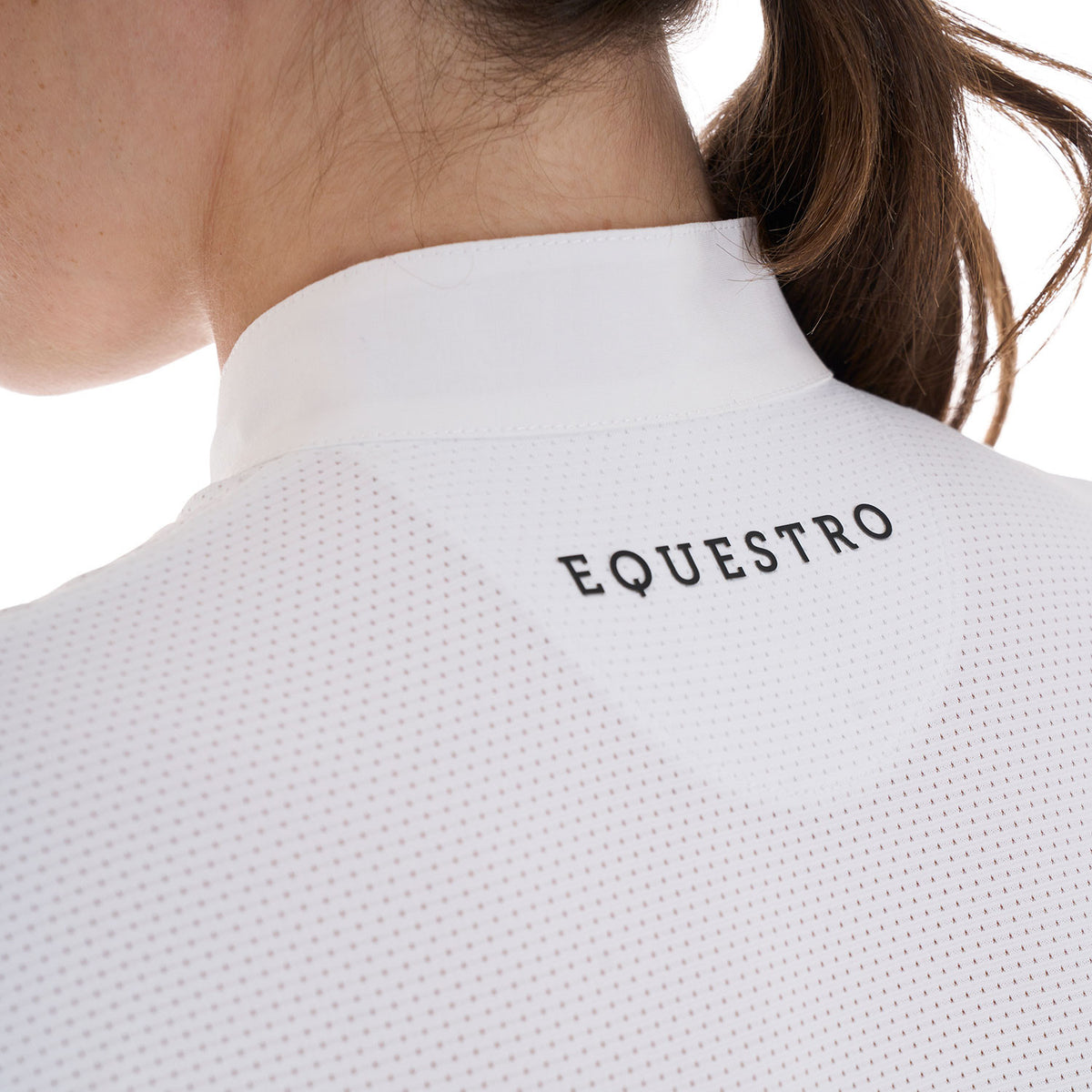 Equestro Women's slim fit polo shirt in technical fabric and mesh