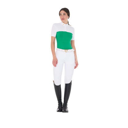 Equestro Women's slim fit polo shirt in technical fabric and mesh