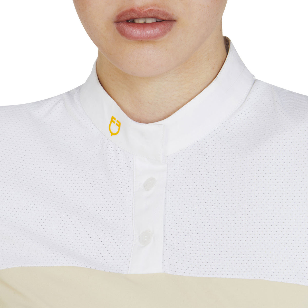Equestro Women's slim fit polo shirt in technical fabric and mesh