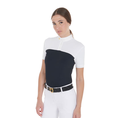 Equestro Women's slim fit polo shirt in technical fabric and mesh