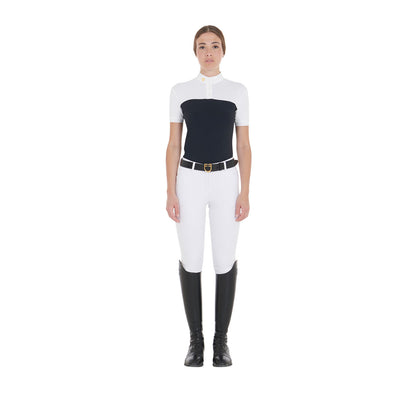 Equestro Women's slim fit polo shirt in technical fabric and mesh