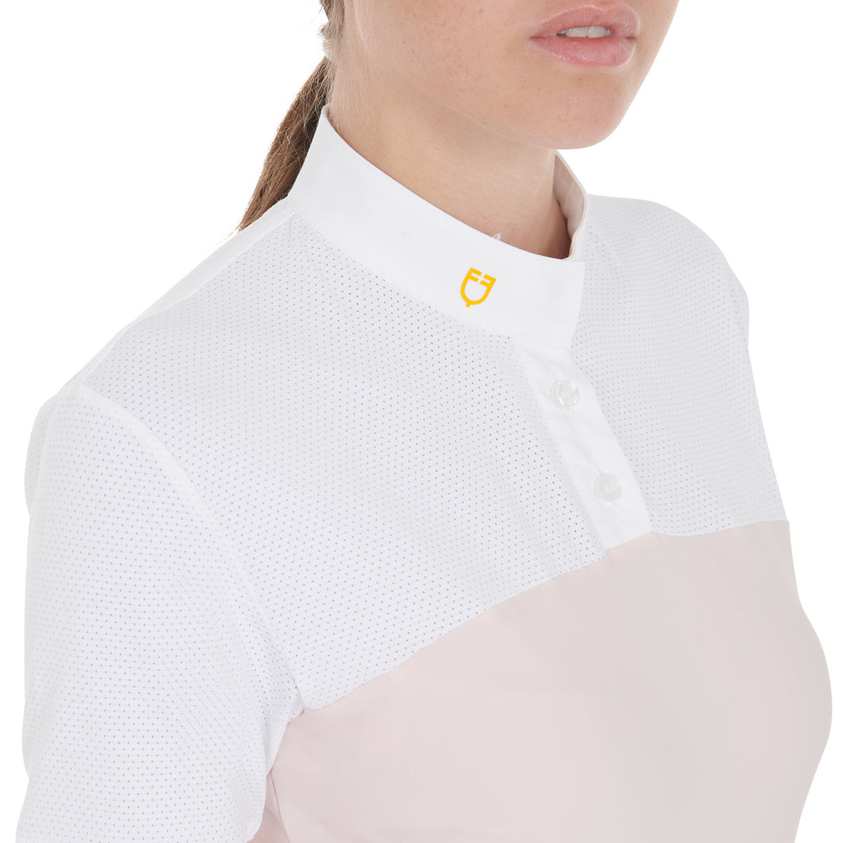 Equestro Women's slim fit polo shirt in technical fabric and mesh