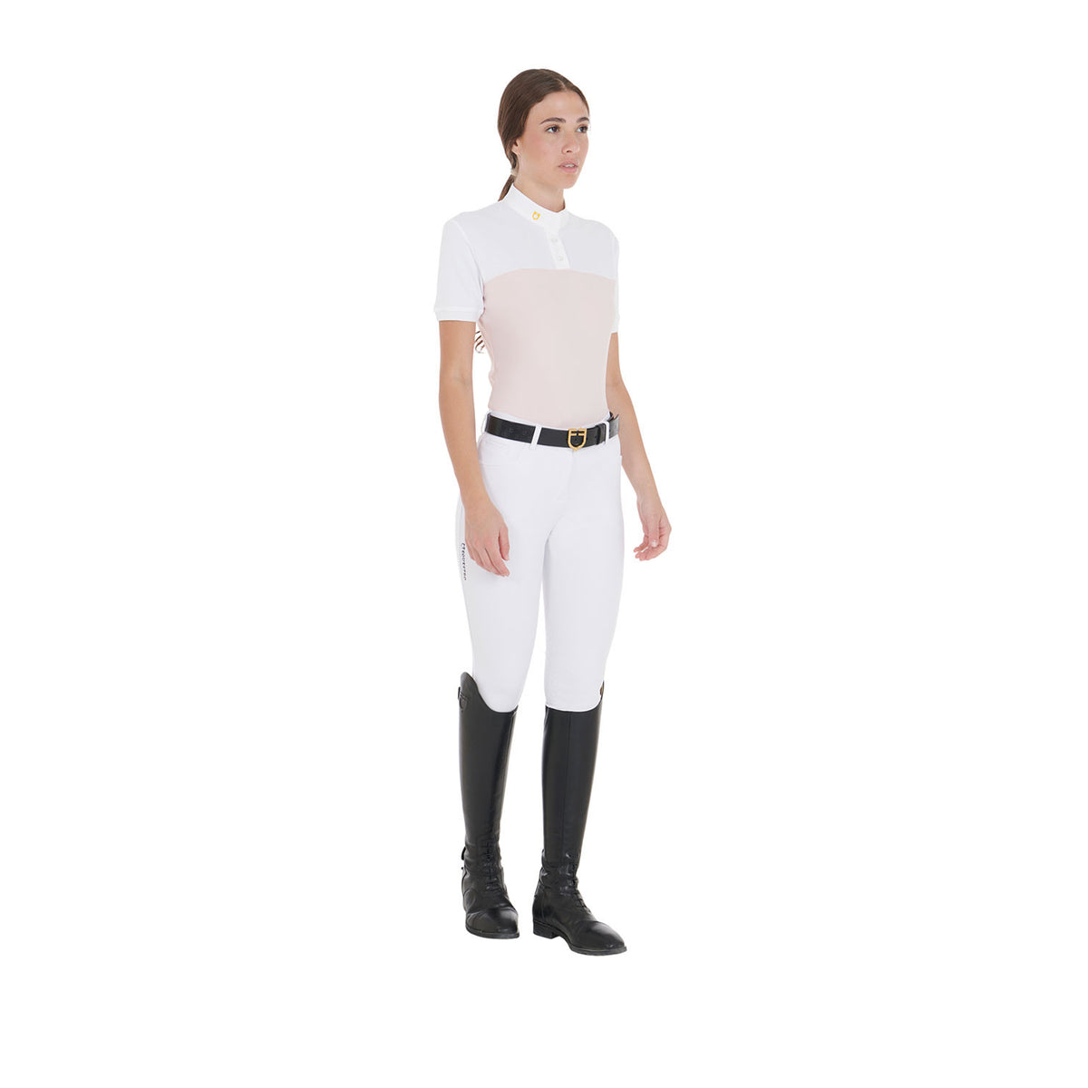 Equestro Women's slim fit polo shirt in technical fabric and mesh