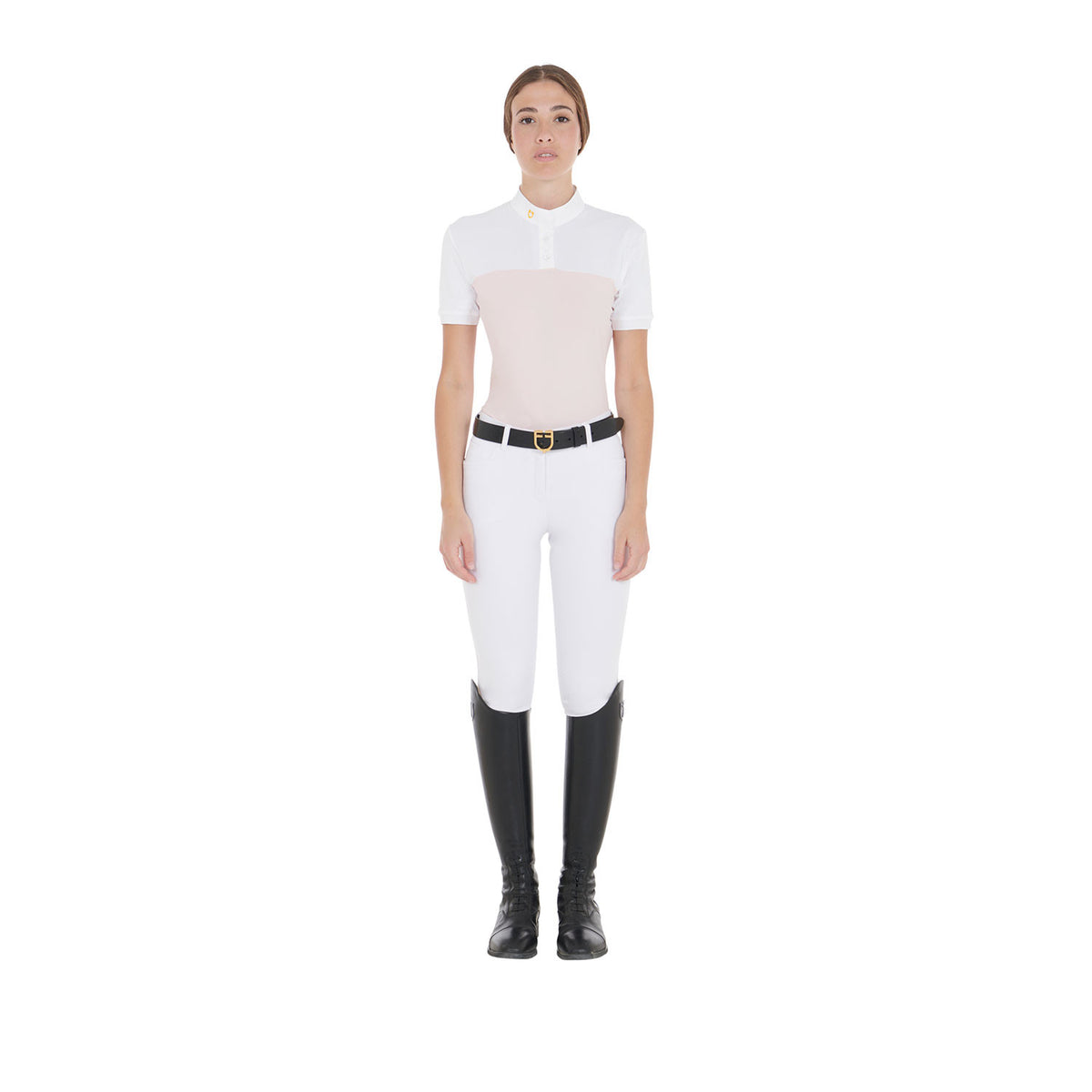 Equestro Women's slim fit polo shirt in technical fabric and mesh