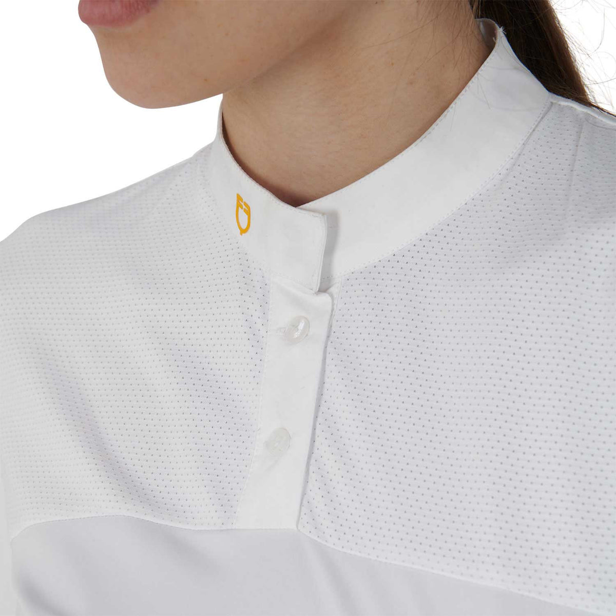 Equestro Women's slim fit polo shirt in technical fabric and mesh