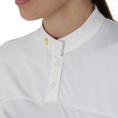 Equestro Women's slim fit polo shirt in technical fabric and mesh
