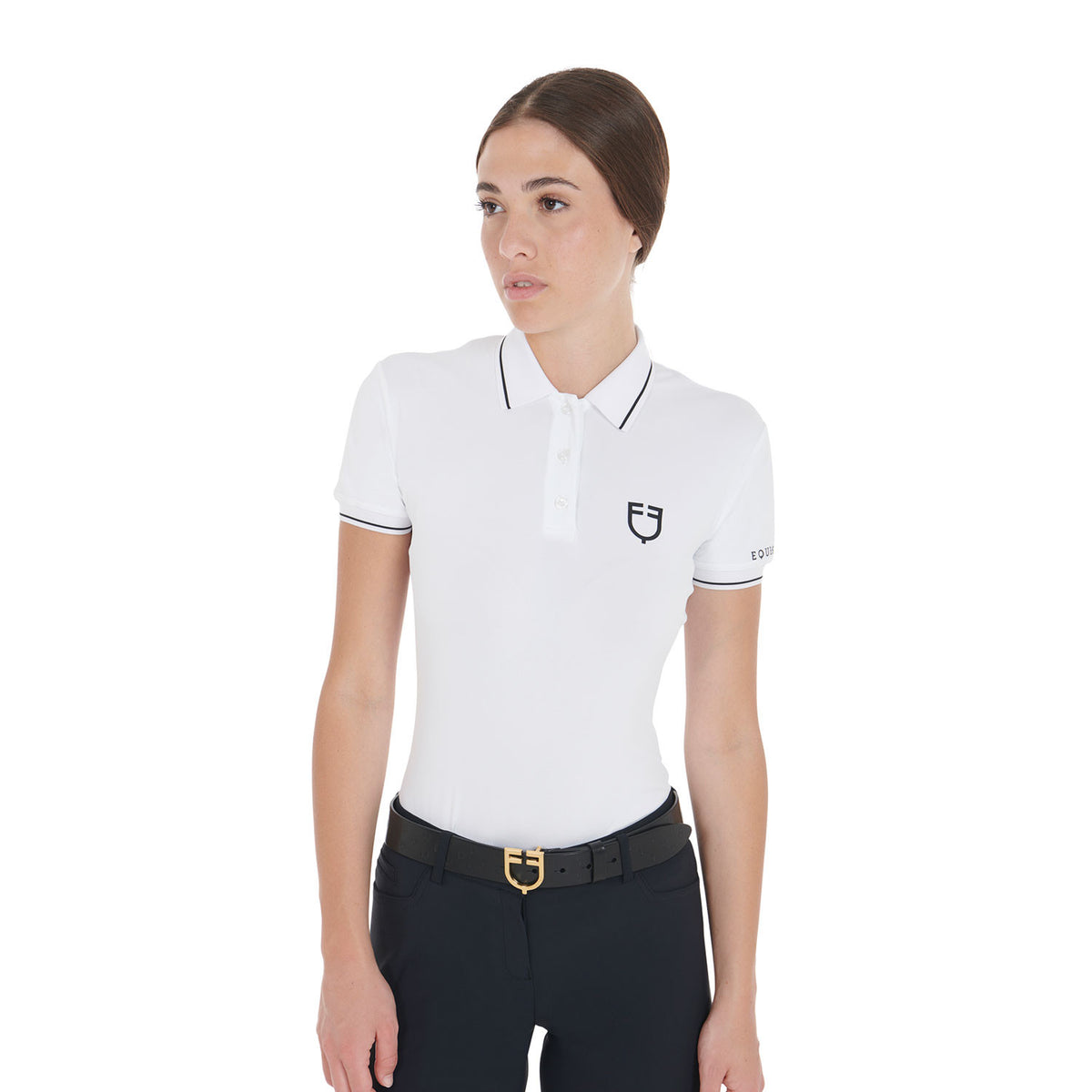 Equestro Women's slim fit polo shirt in breathable fabric