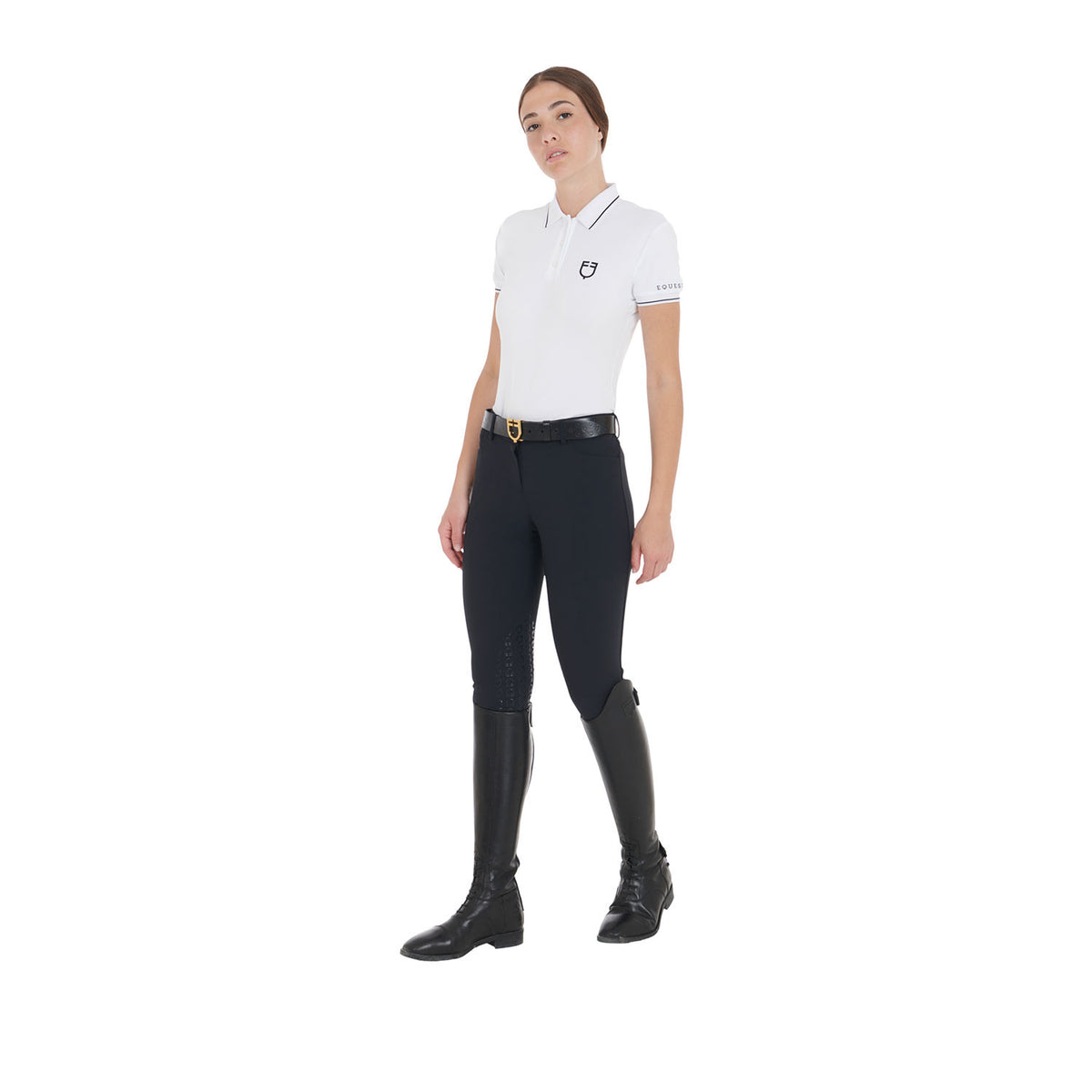 Equestro Women's slim fit polo shirt in breathable fabric