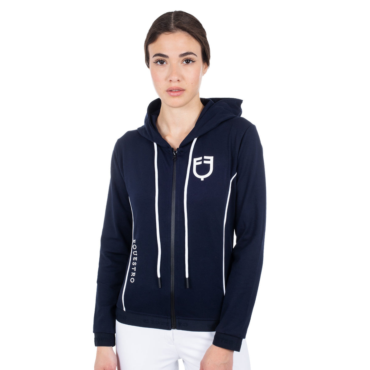 Equestro Women's sweatshirt with interlock front zip