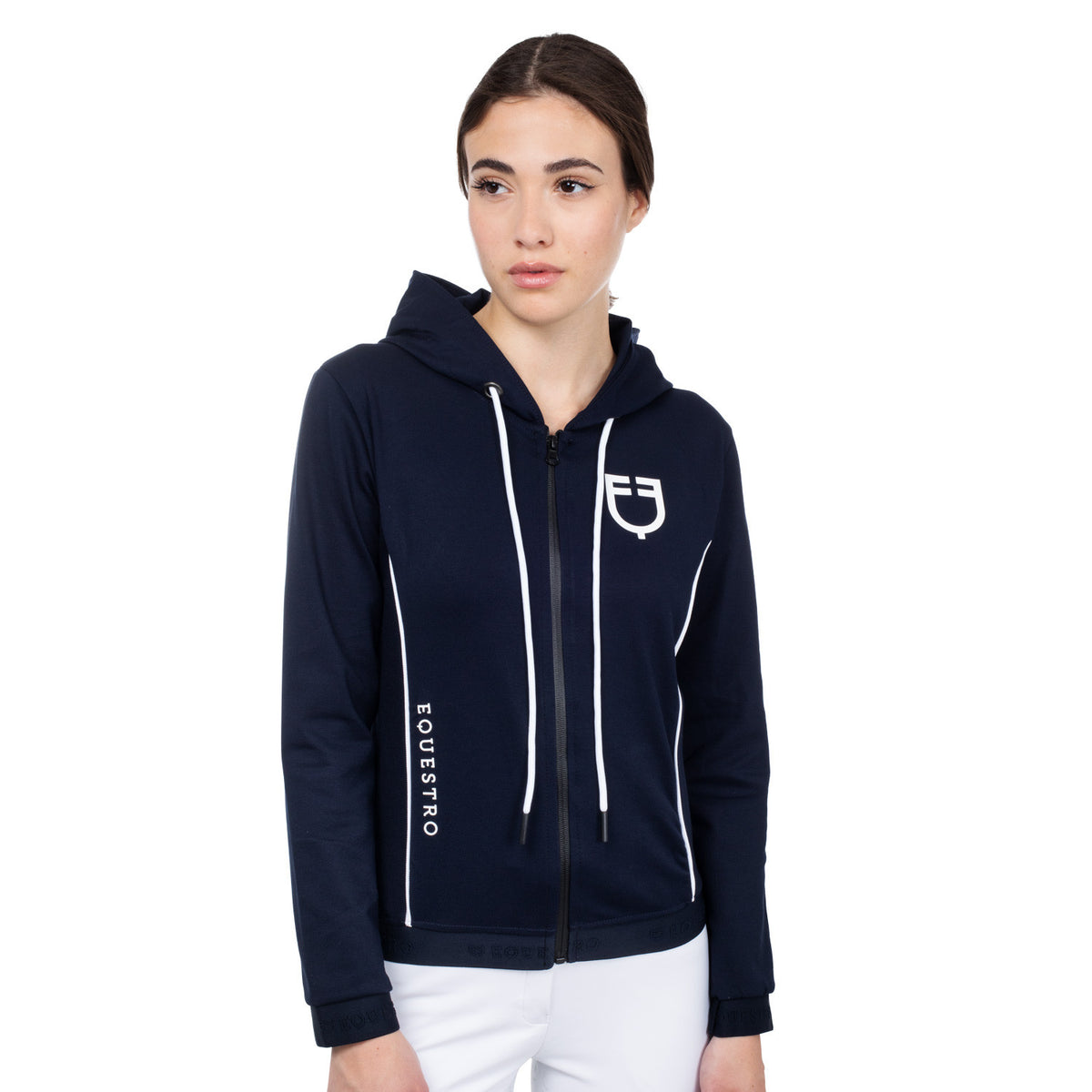 Equestro Women's sweatshirt with interlock front zip