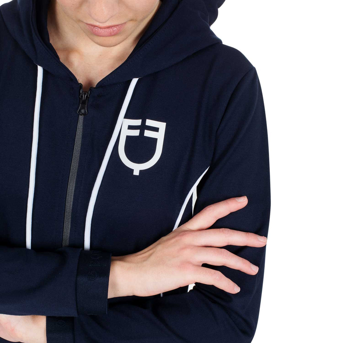 Equestro Women's sweatshirt with interlock front zip