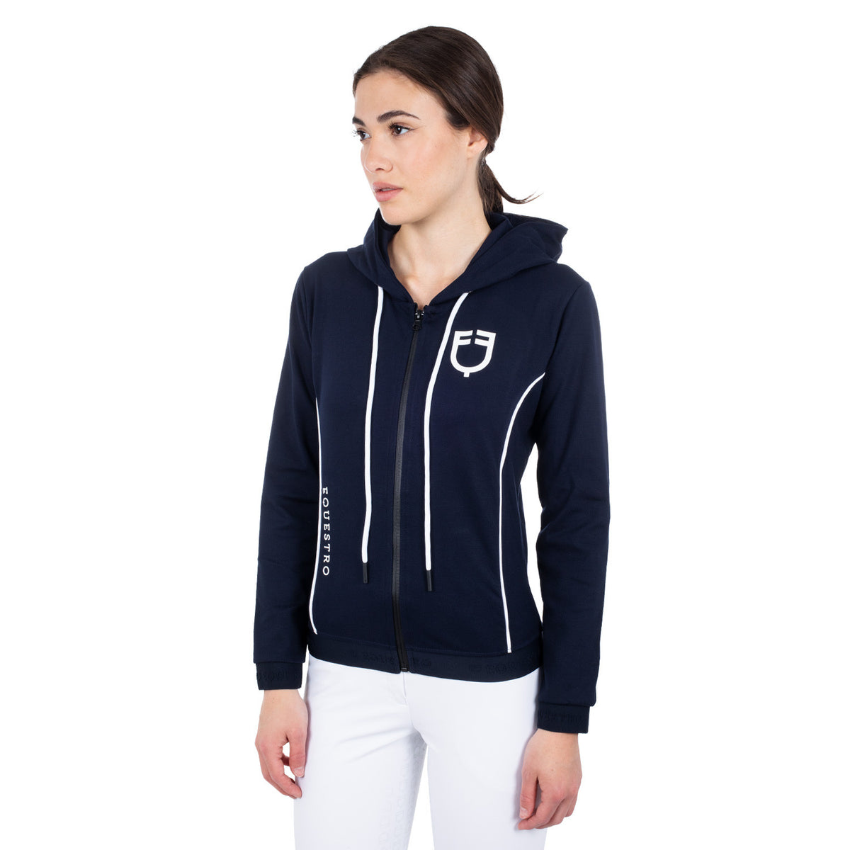 Equestro Women's sweatshirt with interlock front zip