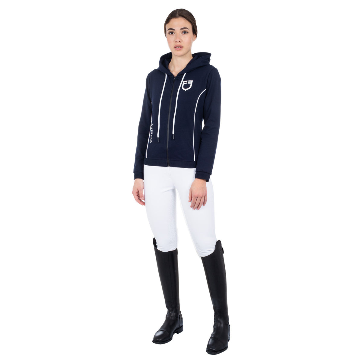 Equestro Women's sweatshirt with interlock front zip