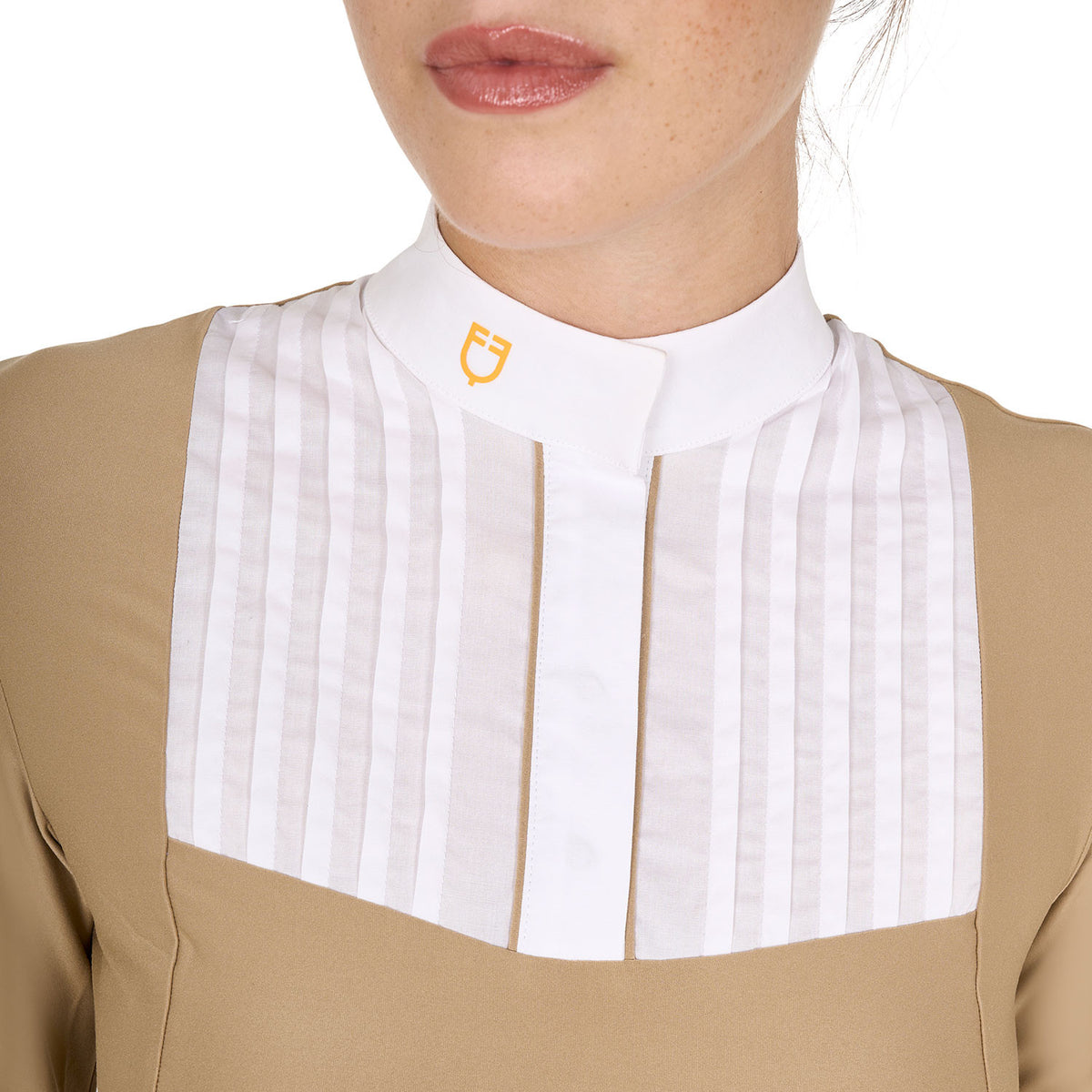 Equestro Women's slim fit polo shirt with pleated cotton