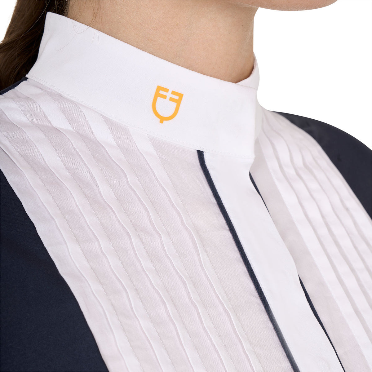 Equestro Women's slim fit polo shirt with pleated cotton