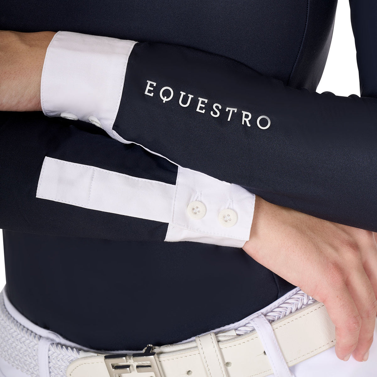 Equestro Women's slim fit polo shirt with pleated cotton