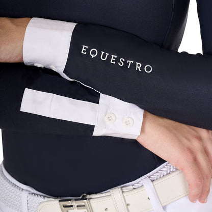 Equestro Women's slim fit polo shirt with pleated cotton