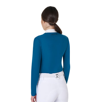 Equestro Women's competition polo shirt in technical and mesh fabric