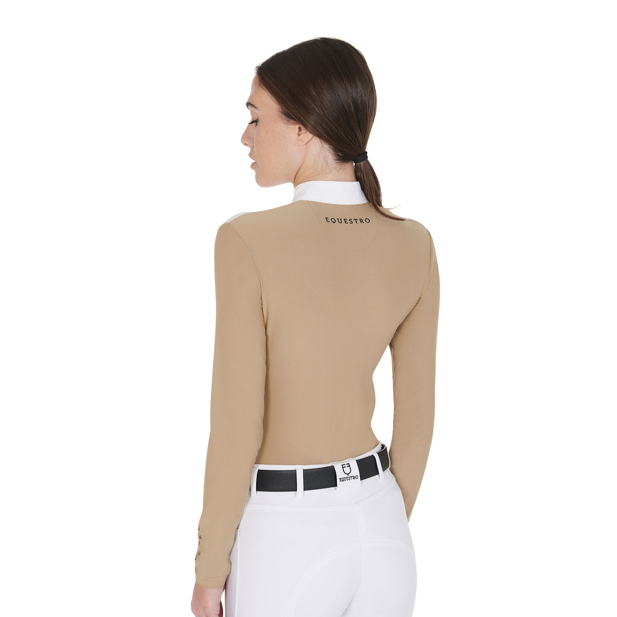 Equestro Women's competition polo shirt in technical and mesh fabric