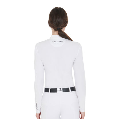Equestro Women's competition polo shirt in technical and mesh fabric