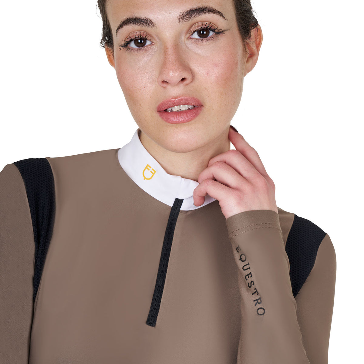 Equestro Women's slim fit polo shirt in technical fabric