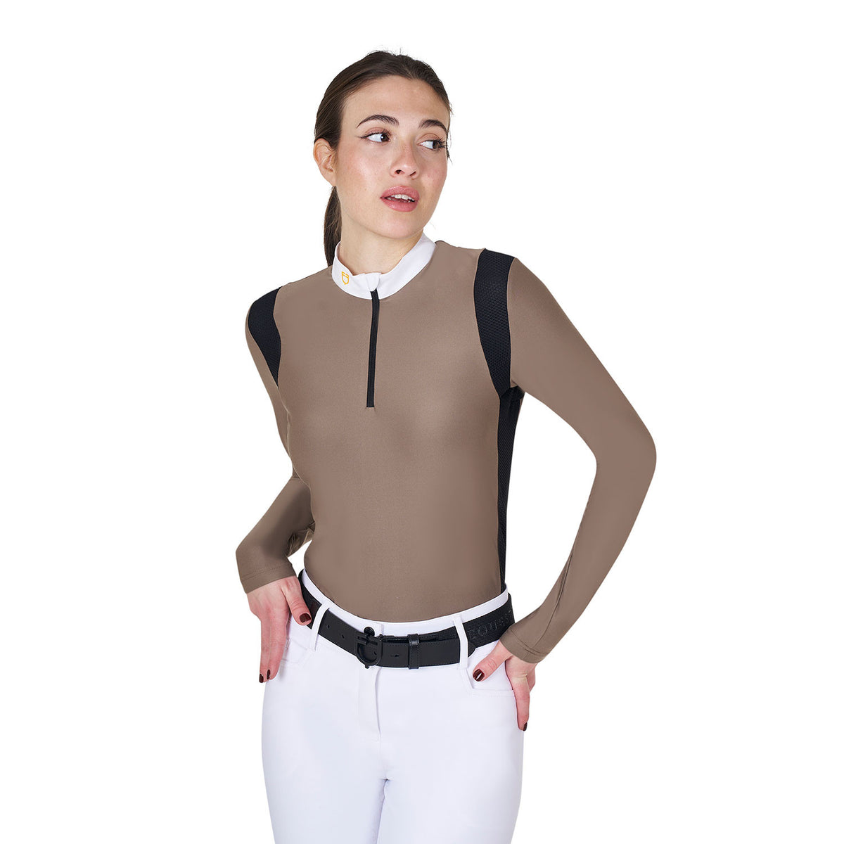 Equestro Women's slim fit polo shirt in technical fabric