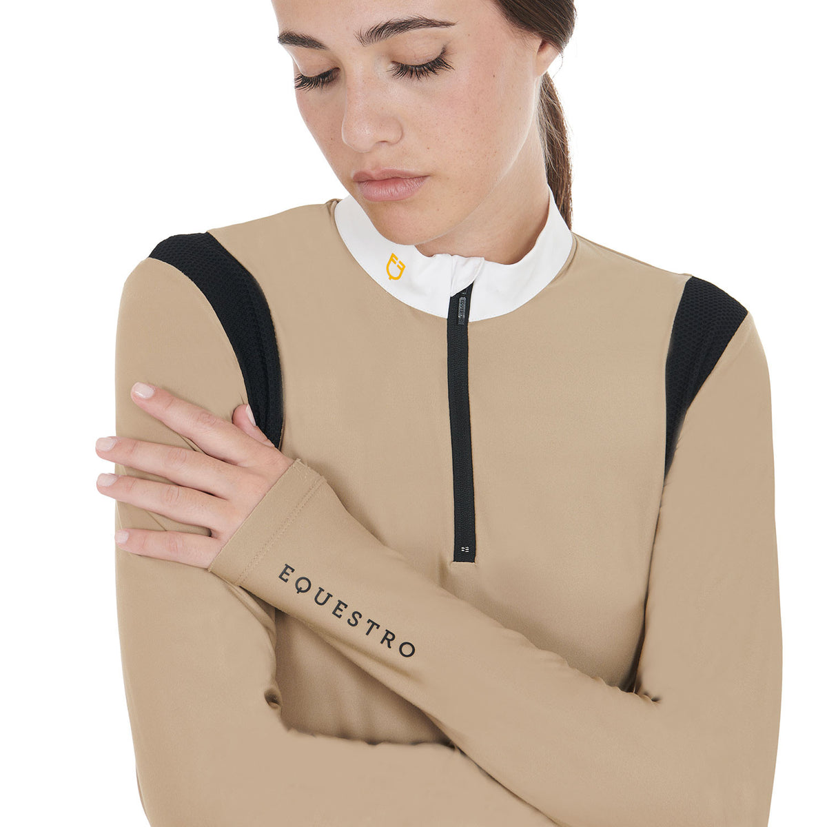 Equestro Women's slim fit polo shirt in technical fabric