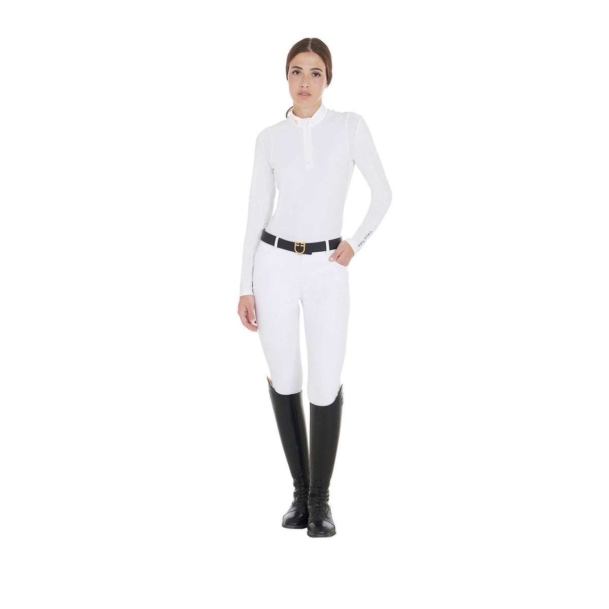 Equestro Women's slim fit polo shirt in technical fabric
