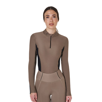 Equestro Women's long-sleeved training technical polo shirt