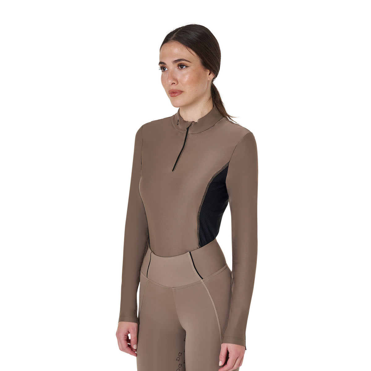 Equestro Women's long-sleeved training technical polo shirt
