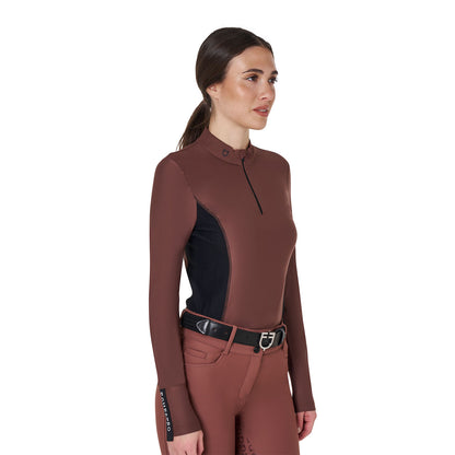 Equestro Women's long-sleeved training technical polo shirt