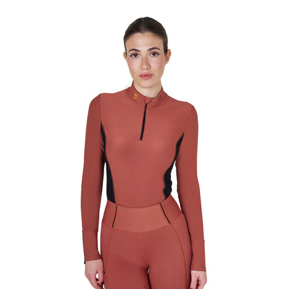Equestro Women's long-sleeved training technical polo shirt