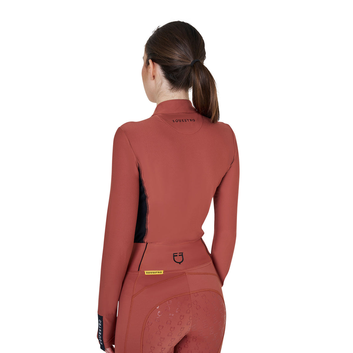 Equestro Women's long-sleeved training technical polo shirt