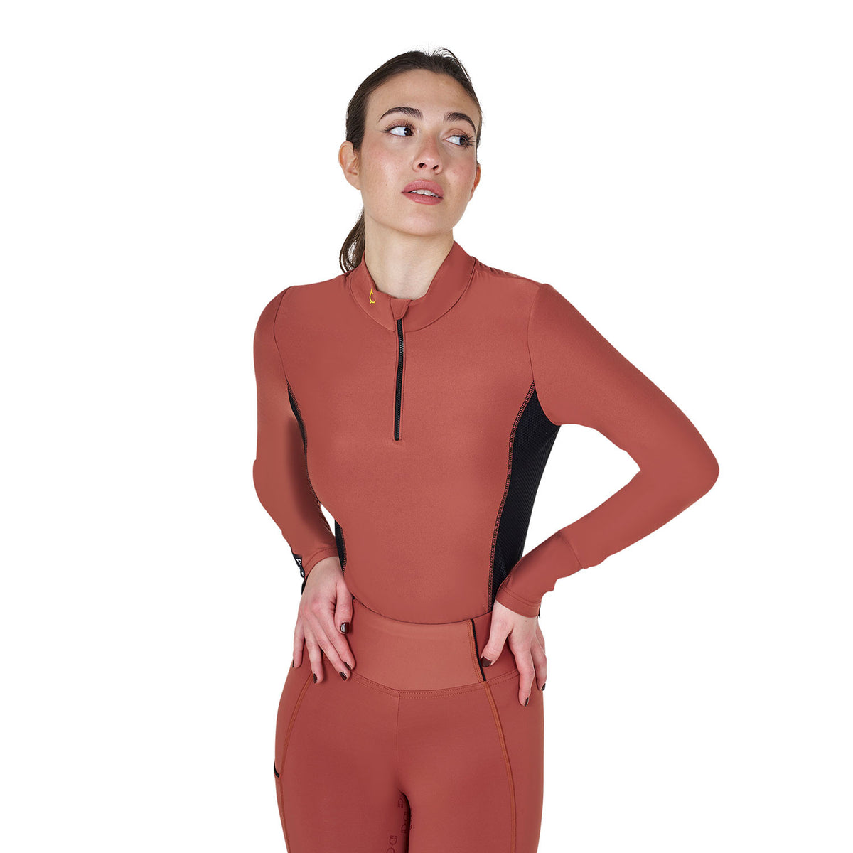Equestro Women's long-sleeved training technical polo shirt