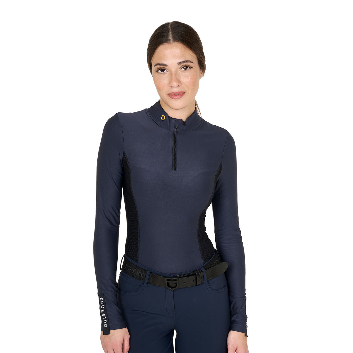 Equestro Women's long-sleeved training technical polo shirt