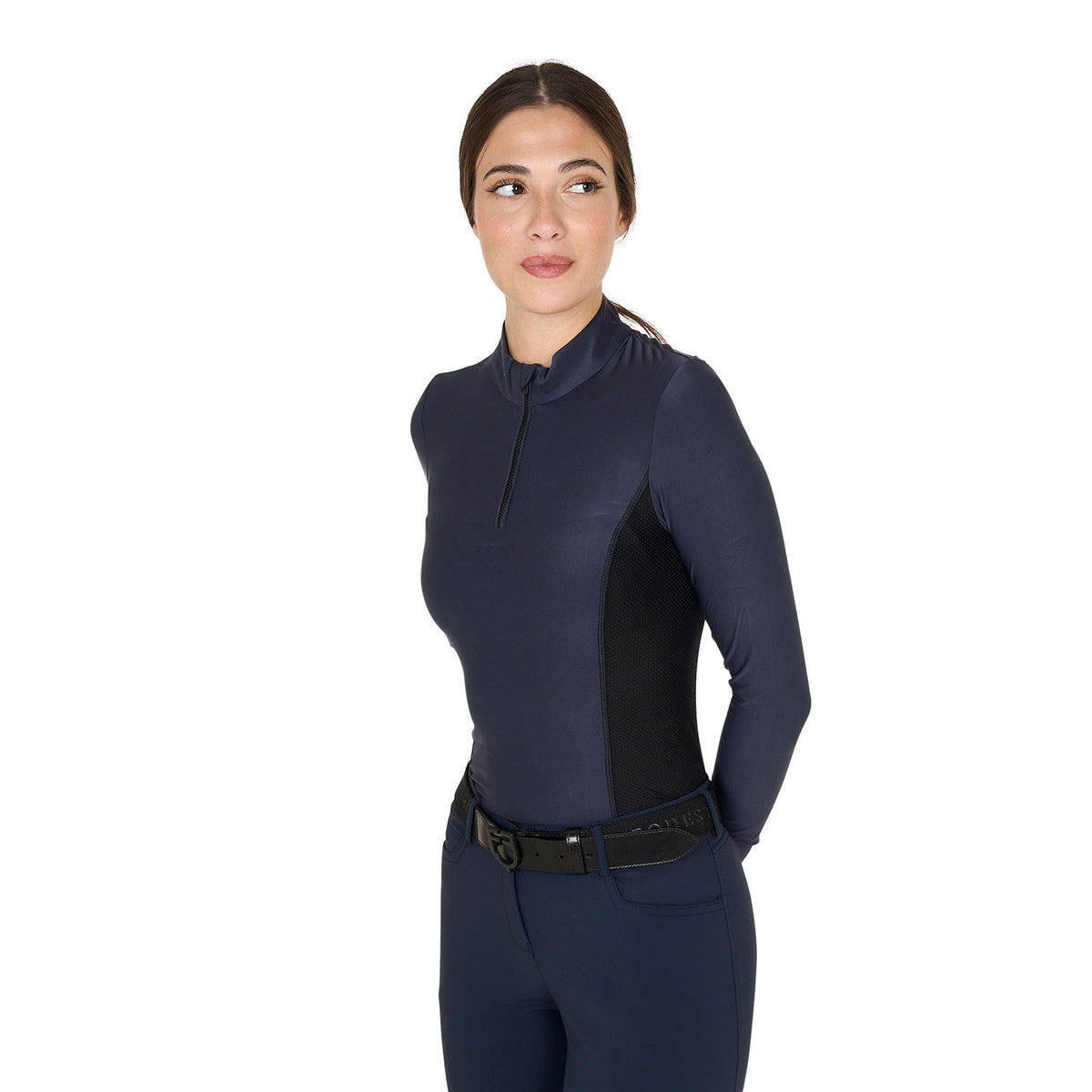Equestro Women's long-sleeved training technical polo shirt