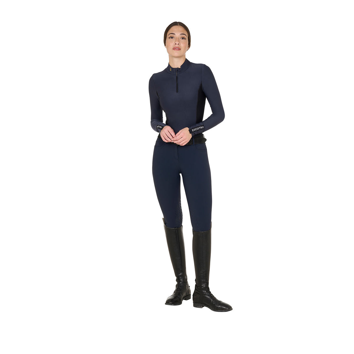 Equestro Women's long-sleeved training technical polo shirt